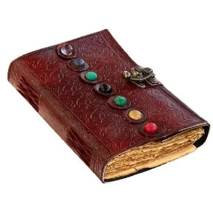 Diario de cuero de siete Chakras, piedra Medieval, cuaderno de notas sin forro, diario de oficina, cuaderno de bocetos rústico de Poesía Universitaria, cuaderno de caligrafía