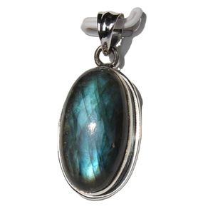 Pendentif unisexe en argent sterling 925 925 à la mode de forme ovale Flashy Natural Healing Labradorite Bezel Setting Hindouism - Product Image 6