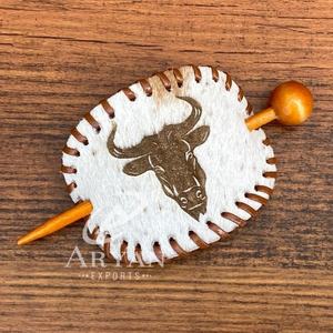 กิ๊บติดผมหนังแท้สลักด้วยเลเซอร์สำหรับผู้หญิงกิ๊บติดผมทำมือพร้อมสไลด์ทำจากไม้ - Product Image 1