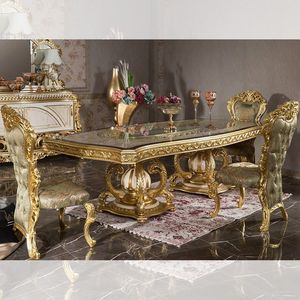 Majestic The Langham Luxury Teak Hand Carved Marble <b>Top</b> Dining <b>Table</b> Classic Royal Baroque Hotel Villa Palace Furniture collect - Product Image 6