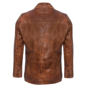 Veste en cuir d'hiver pour hommes de haute qualité en cuir PU à manches longues col rabattu poches toile tissu Style de rue manteau - Product Image 3