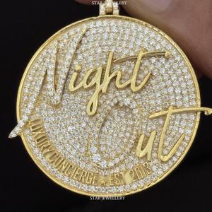 Pendentif logo lettre personnalisé unisexe en or 10K plaqué rhodium, serti de diamants de laboratoire, style hip-hop, taille brillant rond - Product Image 5