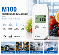 Registrador de Datos de Temperatura USB LCD M100 Directo de Fábrica, Informe PDF, -30~70, IP67, ODM/OEM, Logotipo Personalizado para Logística de Cadena de Frío