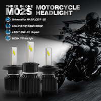 Ampoule de phare LED pour moto M02S super lumineuse 50W 5000LM H4 BA20D P15D, faisceau haut et bas, phare de moto à double lentille 9-80V IP68
