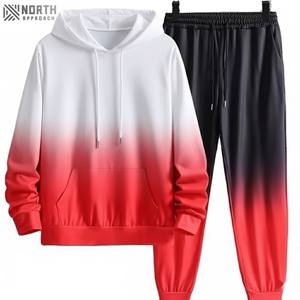 ชุดวอร์มผู้ชายมีฮู้ดราคาถูก ผ้าฝ้าย 100% ระบายอากาศดี ขายส่ง ลายพิมพ์ดิจิตอลลายเปลวไฟ ชุด 2 ชิ้น - Product Image 1