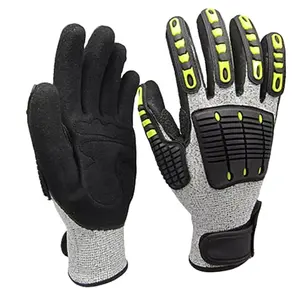 Industry Level 5 Hot Sale HPPE Cut Resistant Silicone TPR Anti- Impact Mechanical Safety Work Gloves