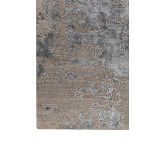 Alfombra Kavi Gris y Negra Anudada a Mano de Lana y Seda de Bambú, Diseño Moderno Abstracto 3D para Sala de Estar, Modelo Esk-431 - Product Image 4