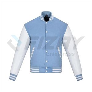 เสื้อแจ็กเก็ตเบสบอลแขนยาวผ้าวูลสำหรับผู้ชายพิมพ์ลายได้ตามต้องการมีปกเสื้อ - Product Image 1