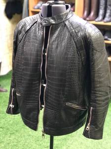 Blouson aviateur unisexe en cuir véritable de qualité supérieure, style moto d'hiver, col montant, motif serpent gaufré, teint, service OEM, imperméable - Product Image 2