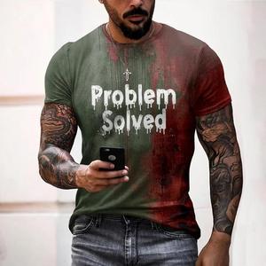 T-shirts pour hommes problème résolu t-shirts imprimés sanglants mode Horrible Halloween manches courtes décontracté col rond surdimensionné t-shirts hauts - Product Image 6