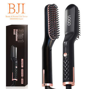 Brosse chauffante électrique professionnelle pour lisser la barbe et les cheveux, pour hommes, usage domestique ou en salon, avec fonction de coiffage, en plastique - Product Image 1