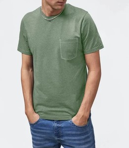 Camisa suave más vendida para hombres algodón/poliéster cuello redondo estilo bolsillo frontal manga corta Color claro uso al aire libre camisa atlética - Product Image 5