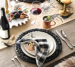 Hand gewebte umwelt freundliche runde natürliche Wasser Hyazinthe Tischset Nachhaltige Tisch dekoration Zubehör Geschirr matten