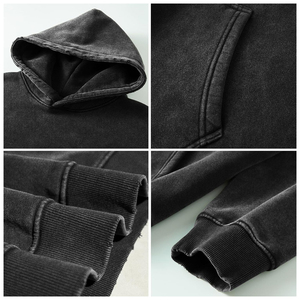 Nueva llegada de los hombres de lavado ácido de alta calidad 100% algodón ropa de Primavera de impresión de pantalla sudaderas con capucha en blanco personalizado lavado con ácido Sudadera con capucha - Product Image 2