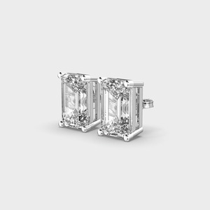 IGI Certified Lab Grown <b>Emerald</b> Cut Diamond <b>Stud</b> Earrings 14K Yellow / White / Rose Gold Solitaire Diamond Earrings - Product Image 6