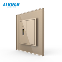 Prise murale USB-A haute vitesse LIVOLO à port unique, chargeur 5V DC, panneau EU 80mm*80mm avec clé de fonction vierge standard 22.5mm*45mm