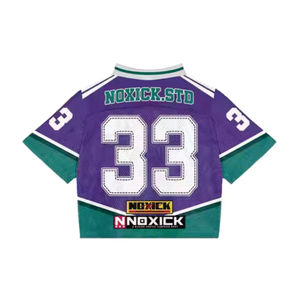 Personalizada de poliéster recortada Boxy de gran tamaño de la sublimación de pantalla de impresión Streetwear Retro de fútbol americano camisetas de fútbol - Product Image 5