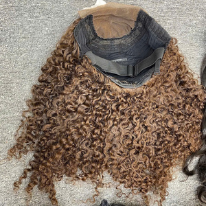 Perruques bouclées birmanes brutes Super Double Drawn cheveux vierges vietnamiens bruns avec HD transparent pour perruque de grade a - Product Image 5