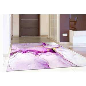 Tapis en marbre violet et or : design abstrait scintillant, tapis doux non tissé - Product Image 4