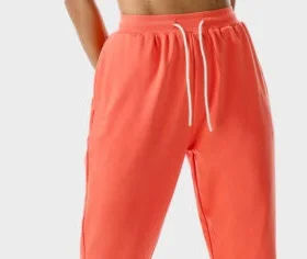 Pantalón de chándal para mujer, pantalones Cargo de chándal naranja con cintura alta elástica, pantalones de chándal holgados informales para mujer para correr para invierno - Product Image 3
