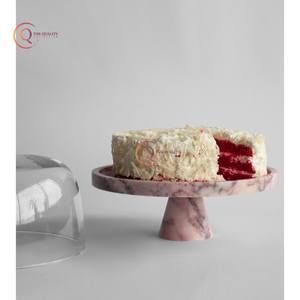 Marbre Dessert et Coupe Gâteau Stand Forme Ronde Fleur Thème Romantique Vente Chaude Stand Avec Dôme En Verre Décor De Table Gâteau Stand - Product Image 4