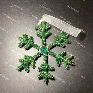 Unique Multicolor <b>Beaded</b> Hanging Ornament Handcrafted Christmas Tree Decorations Artisan Holiday Gifts - Product Image 1