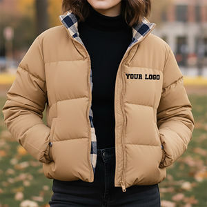 เสื้อแจ็คเก็ตพัฟเฟอร์แบบสั่งทำพิเศษ น้ำหนักเบา บุด้วยผ้าฝ้าย ซับในผ้าฟลานเนล สำหรับผู้หญิง แบบซิป ปิดคอตั้ง - Product Image 1