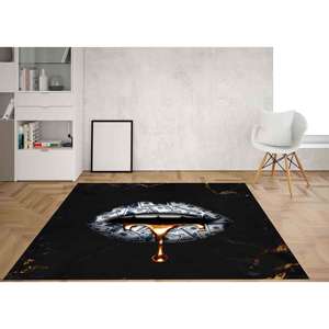 Tapis imprimé Dollar et Lèvres : Motif Dollar moderne, design sensuel, tapis doux non tissé - Product Image 4