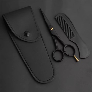 Cizalla de peluquero para diestros de alto grado, reposapiés ajustable de Color negro, peine de acero inoxidable de alto carbono y bolsa de cuero Pu - Product Image 5