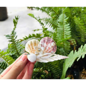 Pinces à cheveux d'été avec de véritables coquillages océaniques, adaptées aux mariages, aux vacances, aux tenues de croisière et aux célébrations sur le thème nautique - Product Image 5