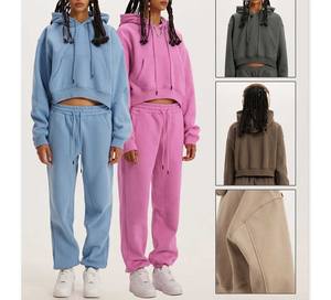 Sudaderas con capucha personalizadas para mujer, sudaderas de gran tamaño con lavado ácido, Impresión de hojaldre, fabricantes de peso pesado, tops cortos, sudaderas con capucha - Product Image 1