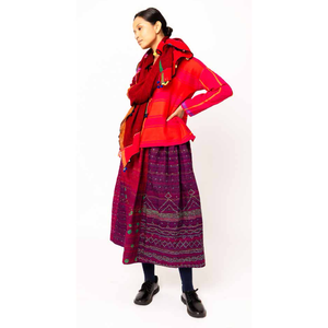 FOLKLORE 115-Elegant <b>Wool</b> <b>Wrap</b> Shawl in Crimson for Rust Hand-knitted Folklore Style - Product Image 2