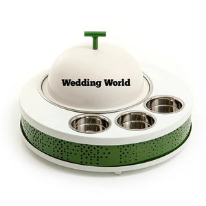 Green And White Finished Food Server Round Shape Hotel Supplies Designer Casserole Best Quality Luxury New Metal Food Warmer - Product Image 1