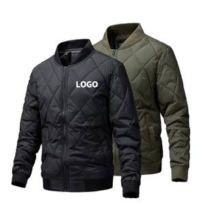 Chaqueta Bomber Cortavientos Acolchada de Poliéster con Relleno de Algodón para Hombre, Cuello Alto Elástico de Lona, Cremallera de Invierno, Transpirable, para Exteriores, OEM - Product Image 1