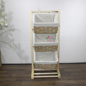 Estante de almacenamiento de madera hecho a mano ecológico con tres cestas de algas marinas de la fábrica Artex Dong Thap en Vietnam modelo 2017 - Product Image 5