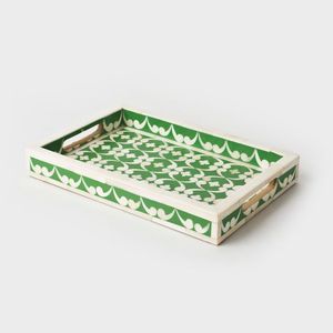 PREMUIME CALIDAD CHIRSTMASE Bandeja con incrustaciones de hueso decorativo con diseño floral Bandeja de servicio de forma cuadrada - Product Image 2