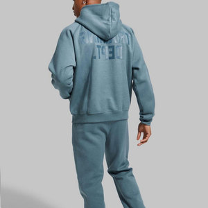 Fourniture directe d'usine survêtement empilé pour hommes de haute qualité 100% coton couleurs personnalisées graphique imprimé haut à capuche d'hiver nouvel ensemble - Product Image 4