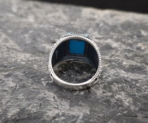 2025 High Quality 925 Sterling <b>Silver</b> Turkish Handmade Blue Turquoise <b>Ring</b> Ottoman Style <b>Men</b> Fine Jewelry Unique Gift <b>for</b> Him - Product Image 4