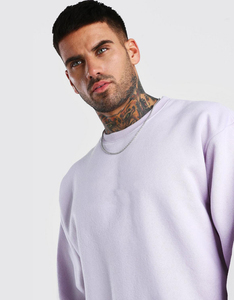 Sweat-shirt à col rond oversize en molleton bouclette 100 % coton pour homme, vente en gros, épaules tombantes, personnalisable OEM - Product Image 3