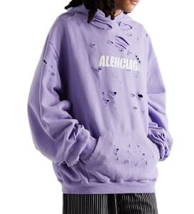 Sudadera con Capucha para Hombre, Personalizada con Logotipo, 100% Algodón, Invierno, Cierre de Cremallera, Hombros Caídos, Estilo Desgastado en las Mangas - Product Image 1