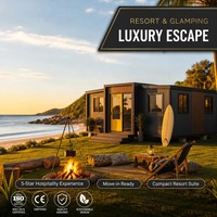 Maison préfabriquée moderne à double aile extensible pour location de vacances en bord de mer et en bord de lac
