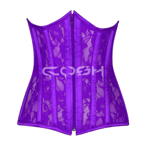 Corsé Transparente Azul Personalizado OEM con Malla y Encaje Floral - Product Image 3