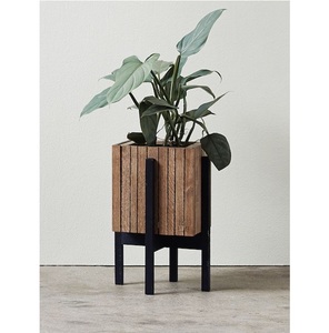 Macetas redondas decorativas de madera para exteriores e interiores, uso para decoración de hogares y hoteles con soporte de madera - Product Image 2