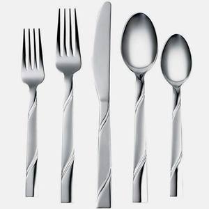 Venta al por mayor al aire libre plata pulida restaurante cubiertos de acero inoxidable diseño sólido reutilizable la calidad fina tenedor cuchillo cuchara conjunto - Product Image 6