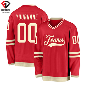 Maillot de Hockey sur glace à manches longues, col en V, bonne qualité, bon marché, vente en gros, impression par Sublimation complète, 100% Polyester, pour hommes adultes - Product Image 4
