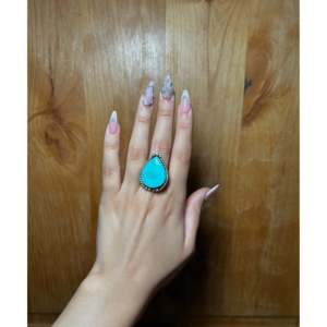 Zachariah David Blue Bird Turquoise & Sterling Silver <b>Adjustable</b> <b>Ring</b> Bezel Setting Inlay with Natural Gemstones Gift - Product Image 5