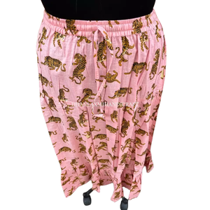 Low Prices Indian Tunic <b>Pink</b> Tiger Printed Boho Maxi Dress Women <b>Skirt</b> Design Bohemian Style Cotton Long Wear Two Tires <b>Skirts</b> - Product Image 3