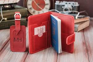 <b>Passport</b> Case and Card Holder With Name Tag Hand Crafted <b>Travel</b> Wallet Unisex Vintage PLT-0014C - Product Image 6