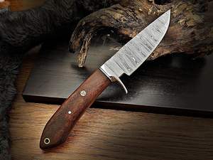 Couteau de survie extérieur en acier damas fait à la main lame fixe gaine en cuir Support OEM Style Cowboy pour la chasse et le camping - Product Image 5