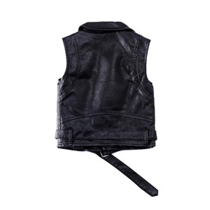 Gilet sans manches en cuir PU pour garçon, vêtements d'extérieur pour enfants, veste pour garçons, veste d'automne, mode unie, gilet pour enfants - Product Image 6